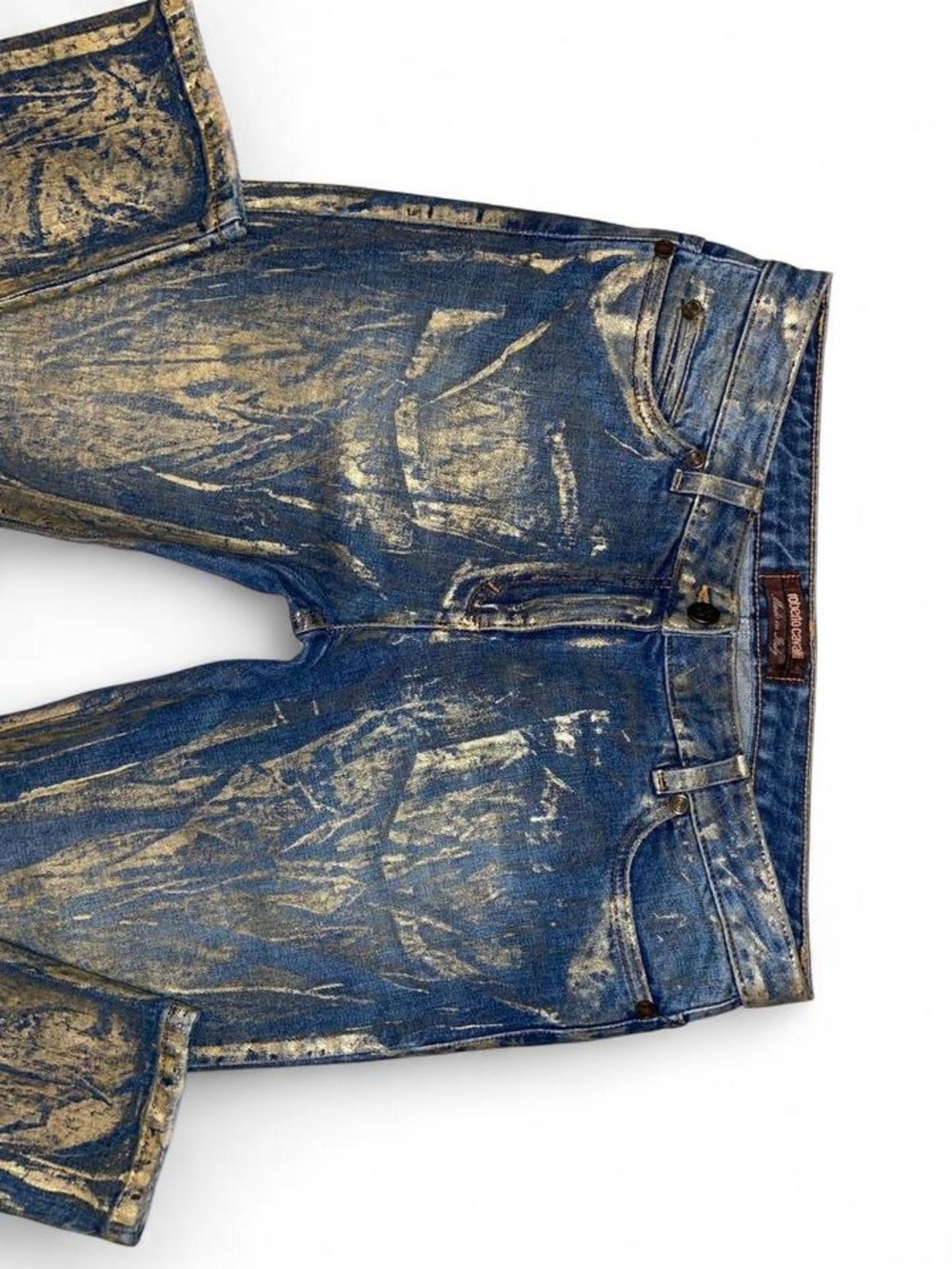 Roberto Cavalli Vintage Gold Painted Jeans